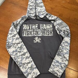Notre Dame Fighting Irish Hoodie Grey Camouflage Military OHT Men's Size S Small